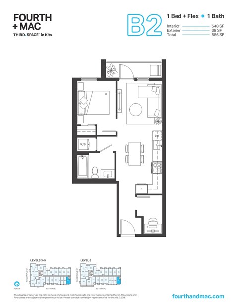 Floor plan for 1 bed, 1 bath, 548 sqft